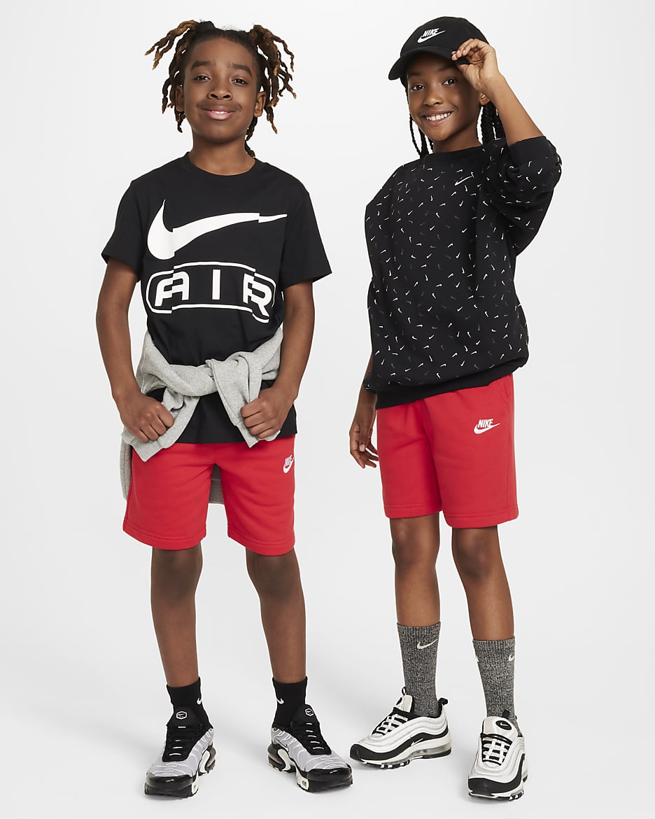 Nike Sportswear Club Fleece Older Kids' French Terry Shorts - University Red/White