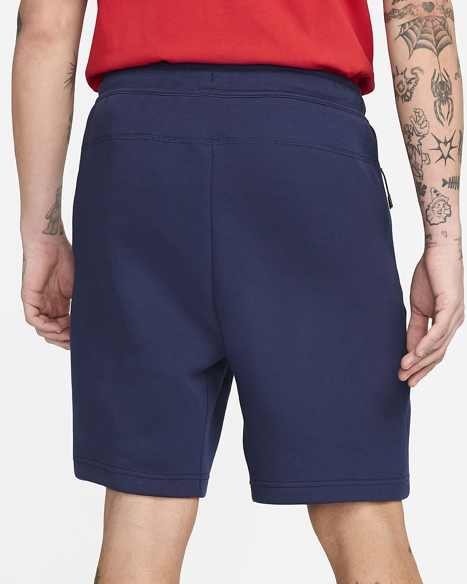 Paris Saint-Germain Tech Fleece Men's Nike Soccer Shorts - Midnight Navy/White