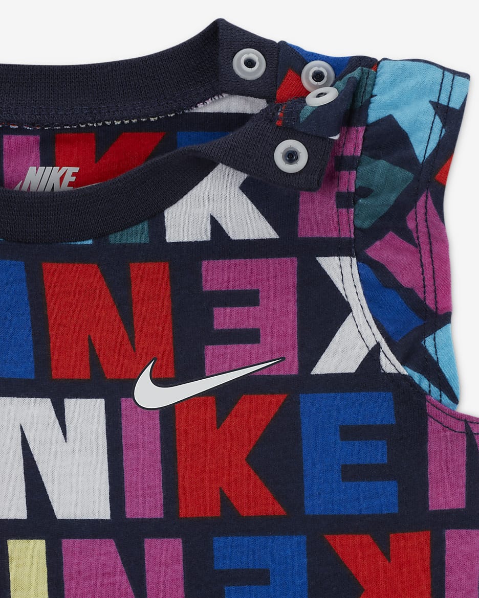 Nike Printed Romper Baby (3-6M) Romper - Obsidian