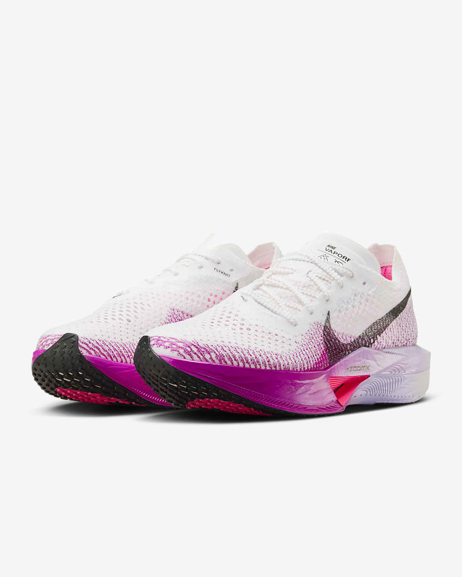 Nike Vaporfly 3 Women's Road Racing Shoes - White/Vivid Purple/Purple Agate/Black