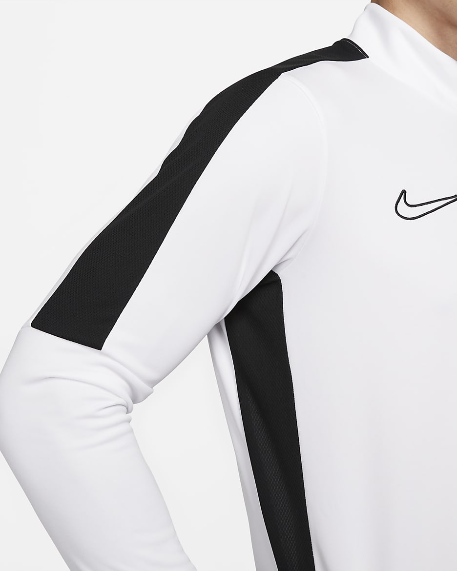 Męska koszulka piłkarska z zamkiem 1/2 Dri-FIT Nike Academy - Biel/Czerń/Czerń