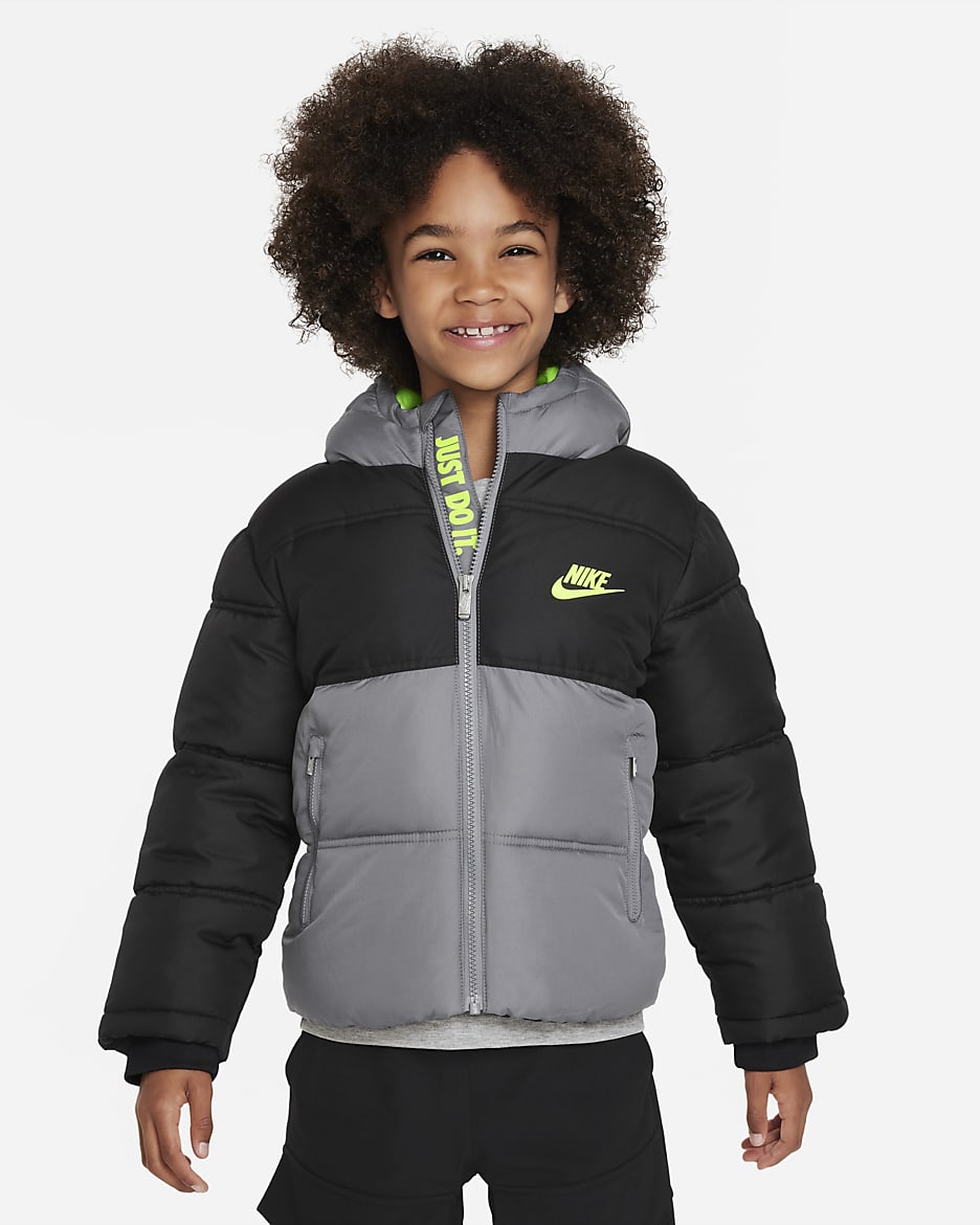 Nike Colorblock Puffer Little Kids Jacket - Black