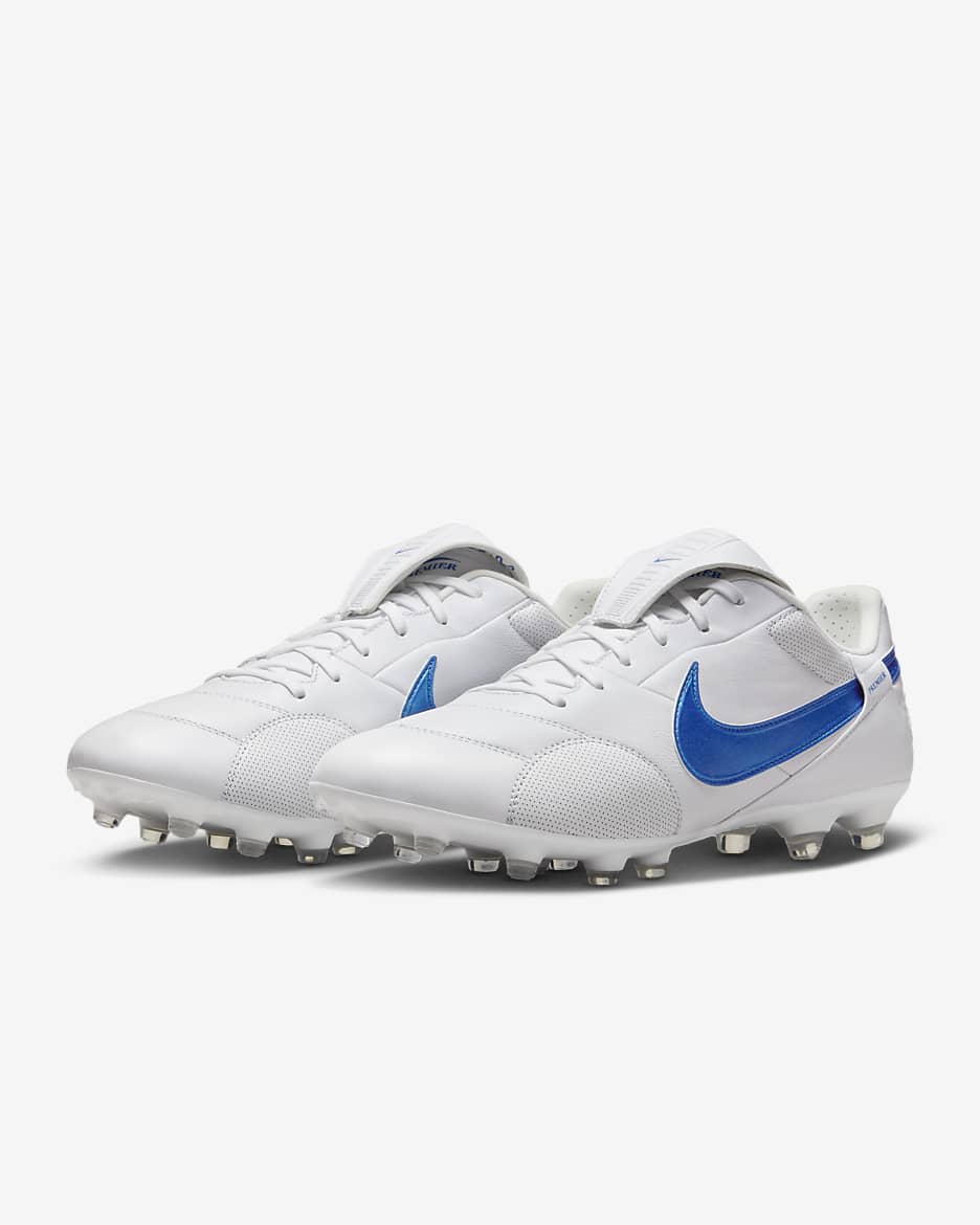 Nike Premier 3 FG Low-Top Football Boot - White/Signal Blue