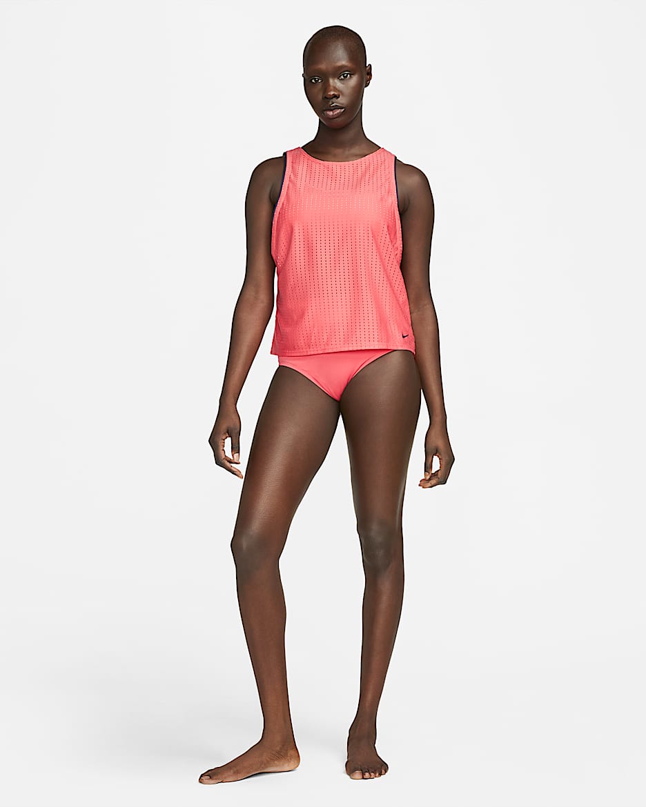 Playera tankini convertible en capas para mujer Nike Swim - Coral marino