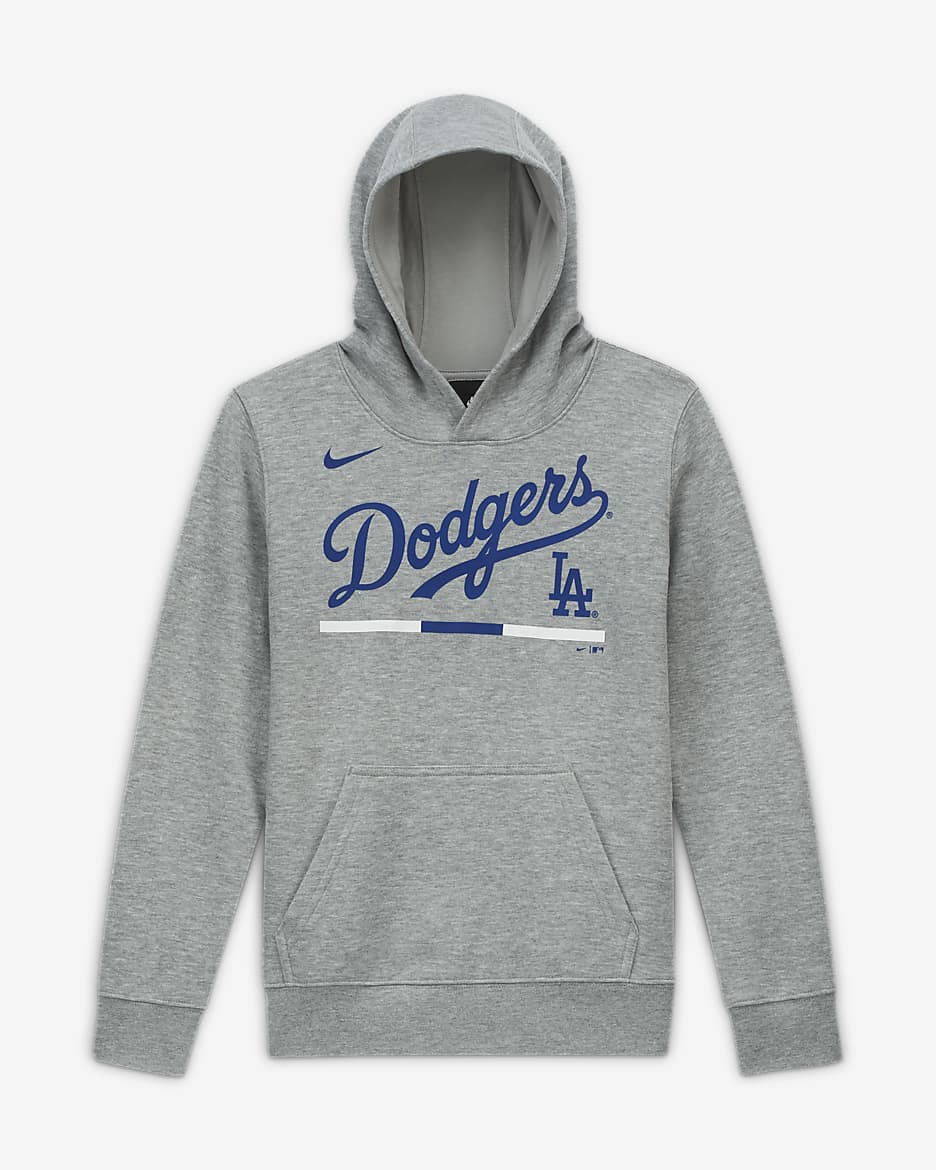 Nike Club Fleece (MLB Los Angeles Dodgers) Big Kids' (Boys') Pullover Hoodie - Grey Heather