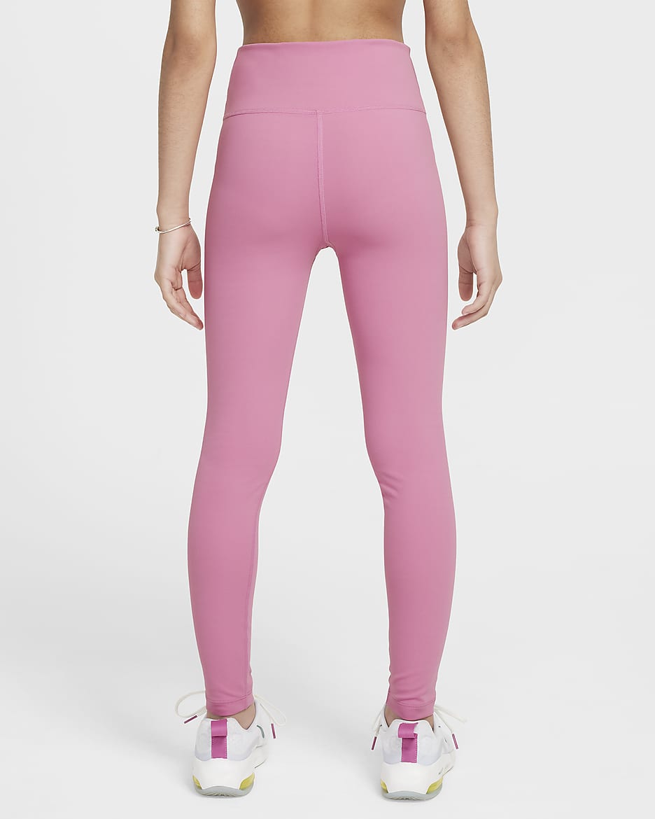 Nike One Older Kids' (Girls') Dri-FIT High-Waisted Leggings - Magic Flamingo/White