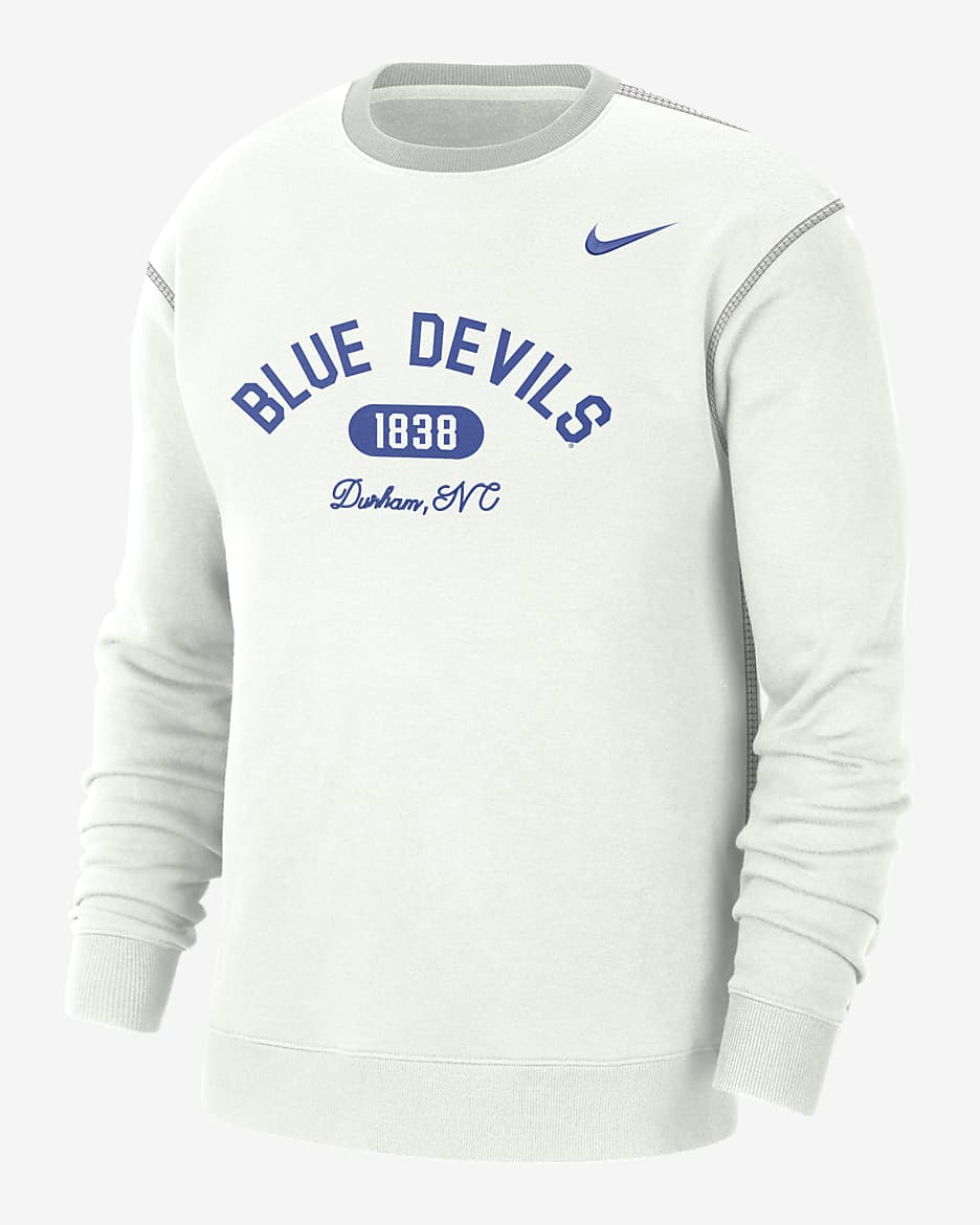 Duke Men's Nike College Crew-Neck Top - Summit White/Grey Fog/Game Royal