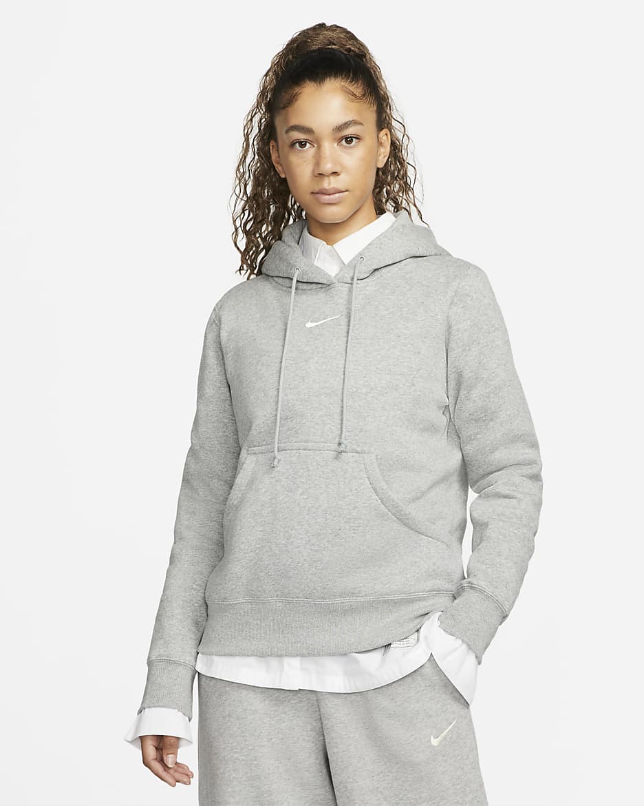 Nike Sportswear Phoenix Fleece Women's Pullover Hoodie - Dark Grey Heather/Sail