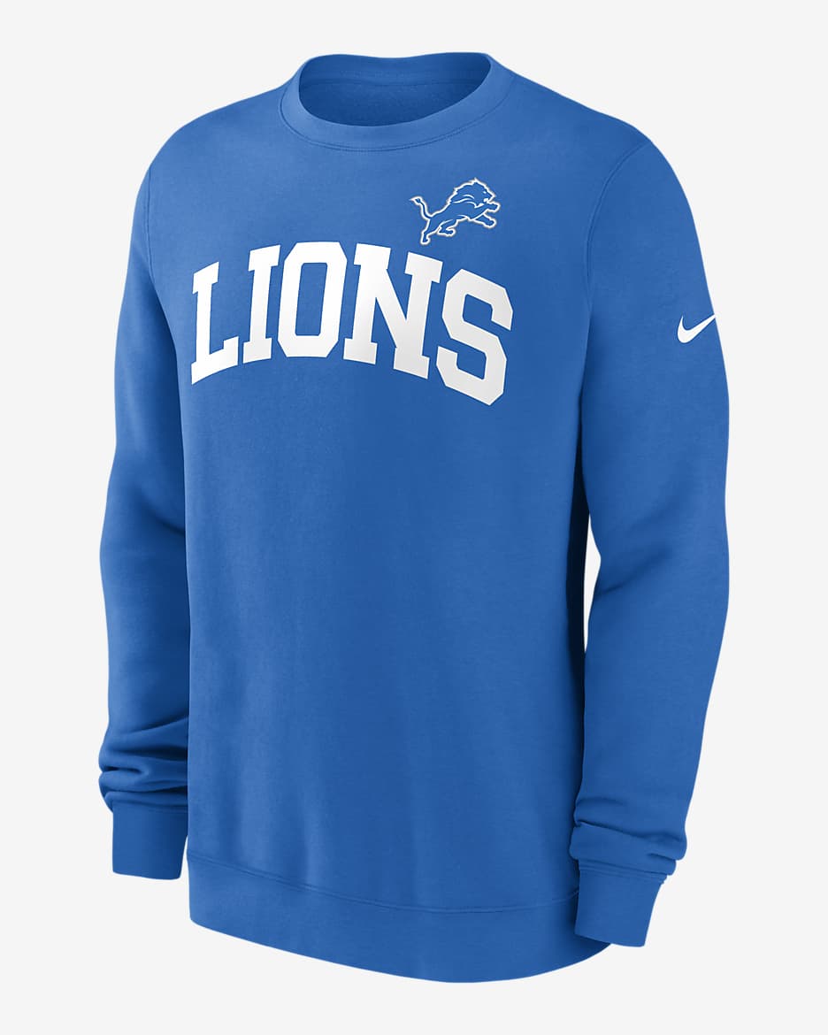 Sudadera sin cierre de cuello redondo de la NFL Nike para hombre Detroit Lions Club - Azul