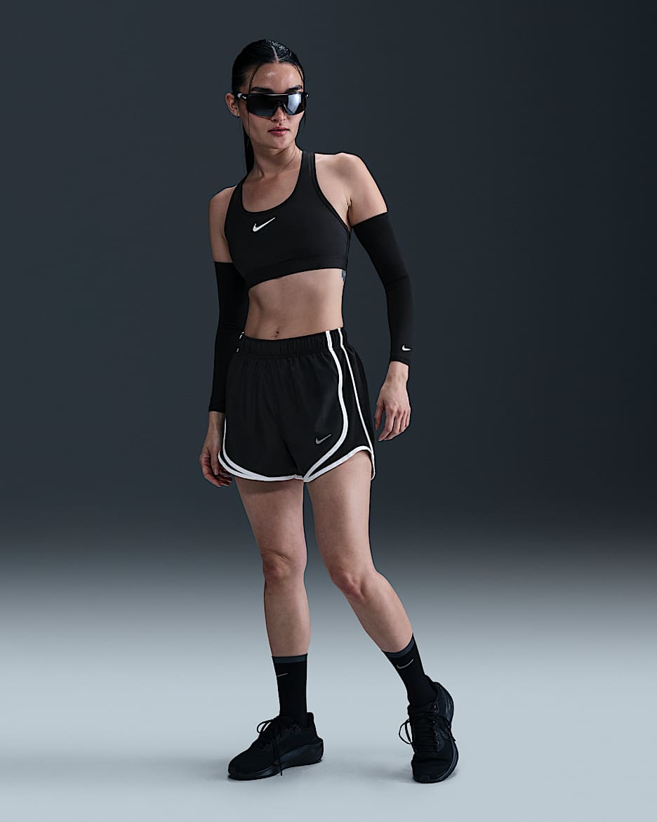 Nike Tempo Women's Dri-FIT Mid-Rise Brief-Lined Running Shorts - Black/Black/White