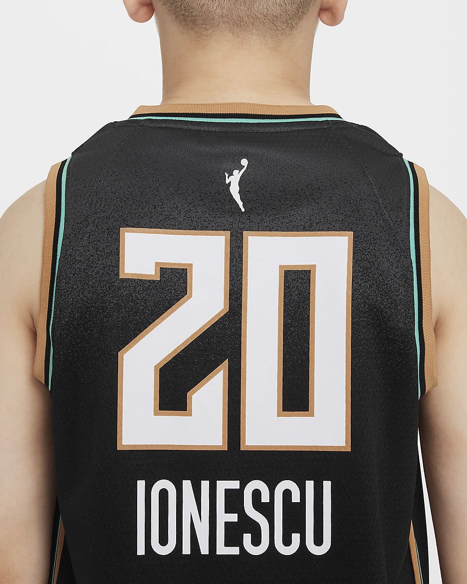 Jersey de la WNBA de alero polivalente Nike Dri-FIT para niño talla grande Sabrina Ionescu New York Liberty 2024 Explorer Edition - Negro