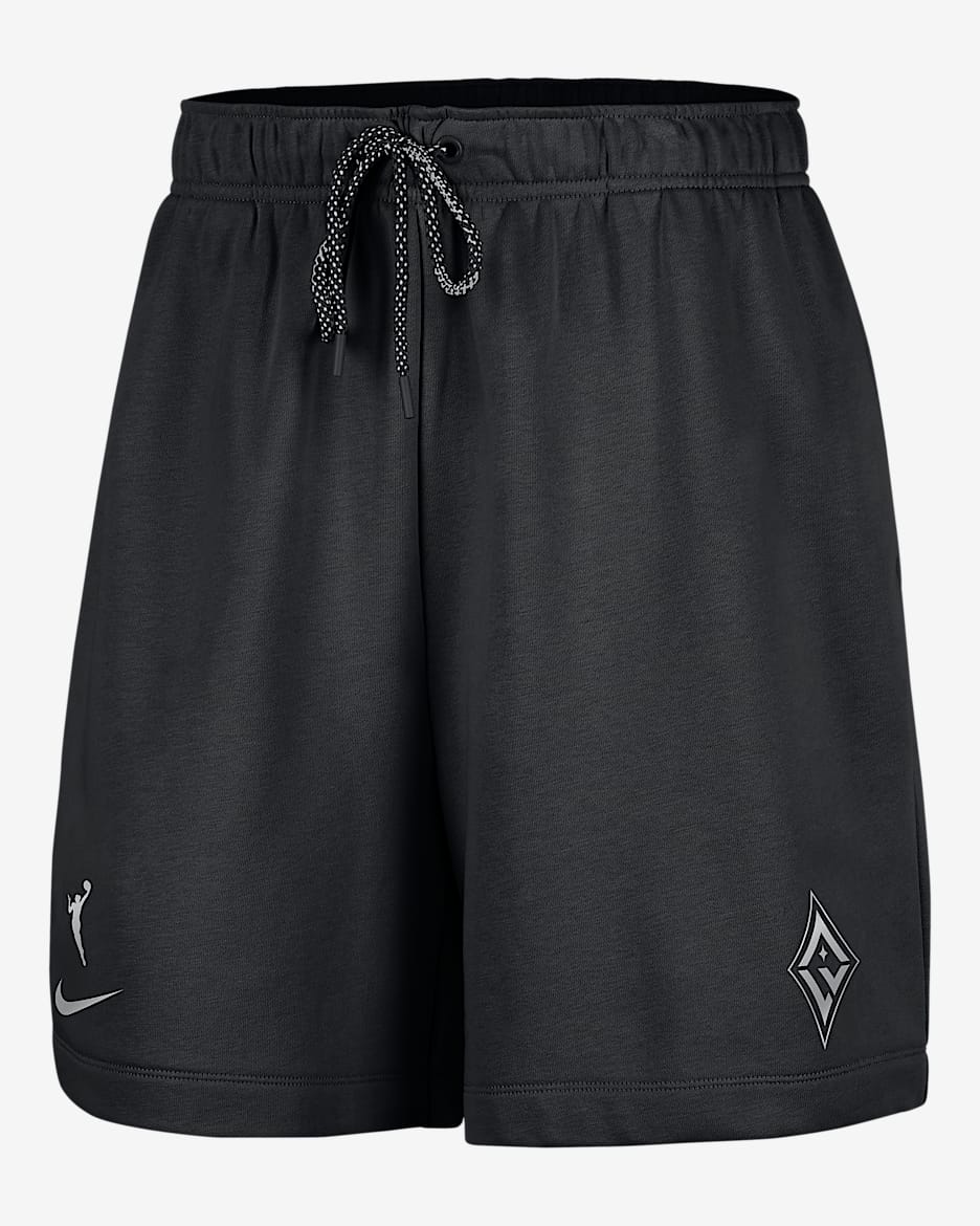 Shorts Nike de tejido Fleece de la WNBA de 15 cm para mujer Las Vegas Aces - Negro/Plata liso