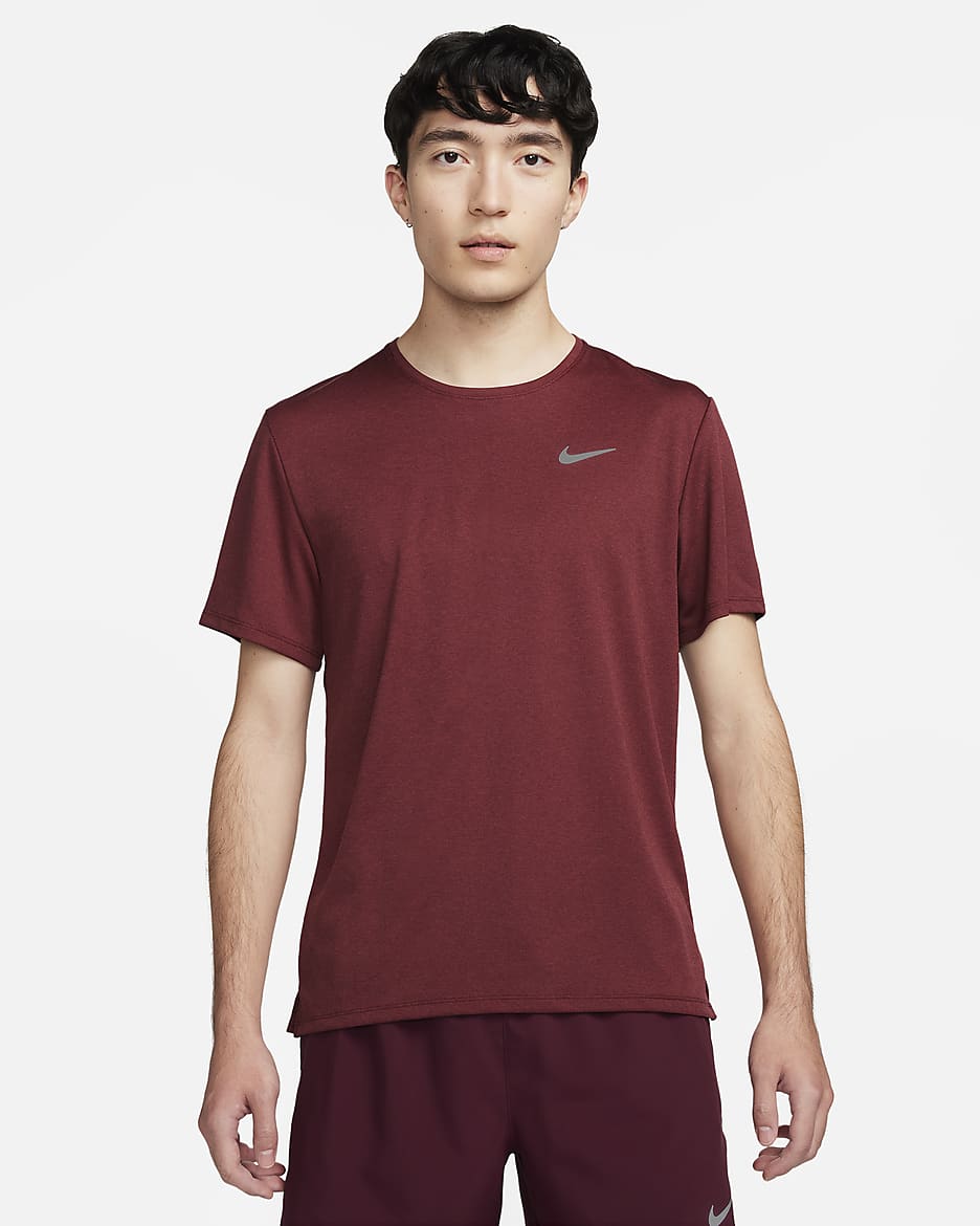 เสื้อวิ่งแขนสั้นผู้ชาย Nike Dri-FIT UV Miler - Night Maroon/Cedar/Heather