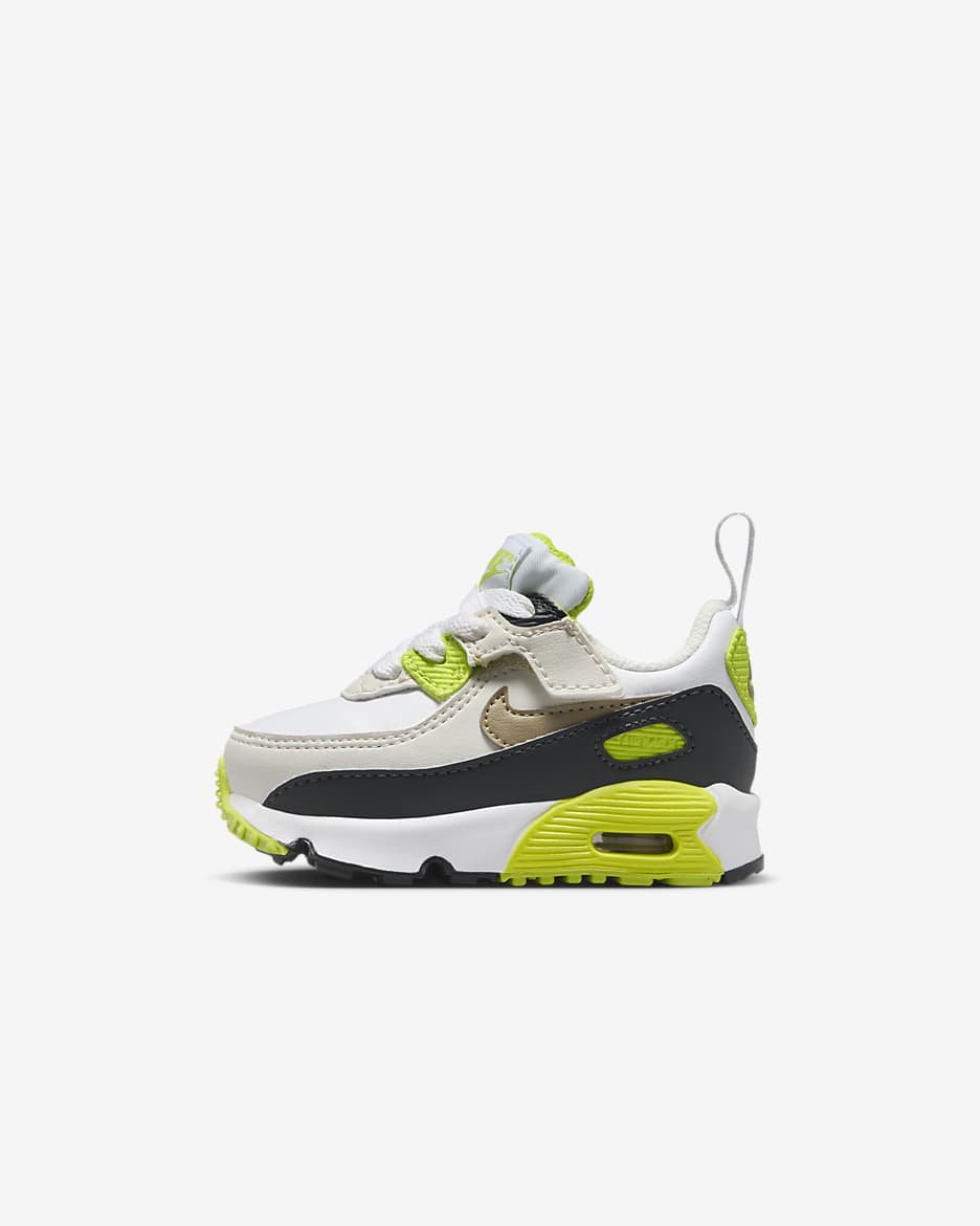 Nike Air Max 90 EasyOn Baby/Toddler Shoes - White/Cyber/Dark Smoke Grey/Khaki