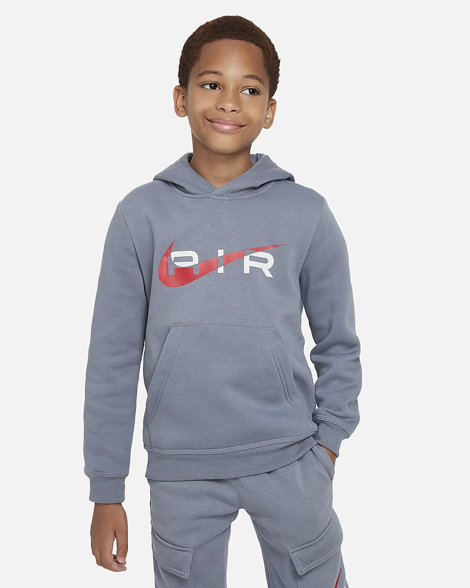 Nike Air Older Kids' Pullover Fleece Hoodie - Cool Grey