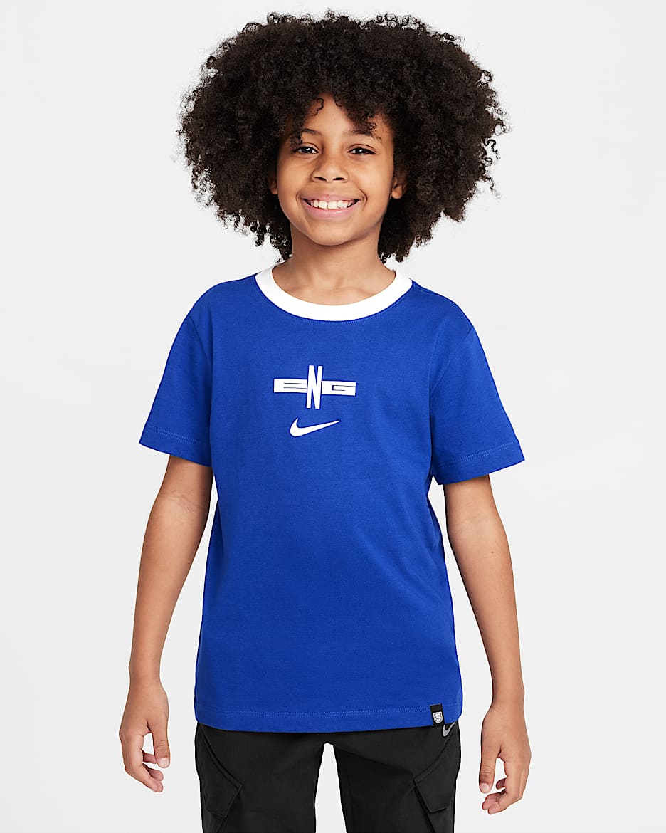 England Nike fotball-T-skjorte til store barn - Rush Blue