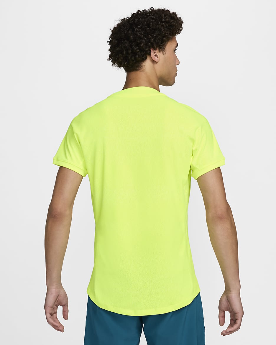 Haut de tennis à manches courtes Nike Dri-FIT ADV Rafa pour homme - Volt/Geode Teal