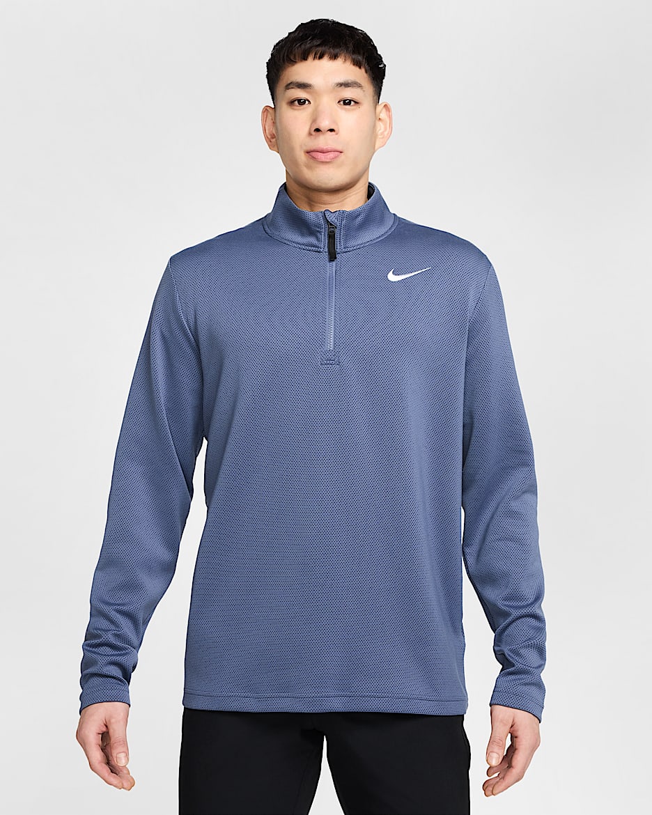 ナイキ ビクトリー メンズ Dri-FIT サーマ フレックス 1/2ジップ ゴルフトップ - ディフューズブルー/オブシディアン/ホワイト