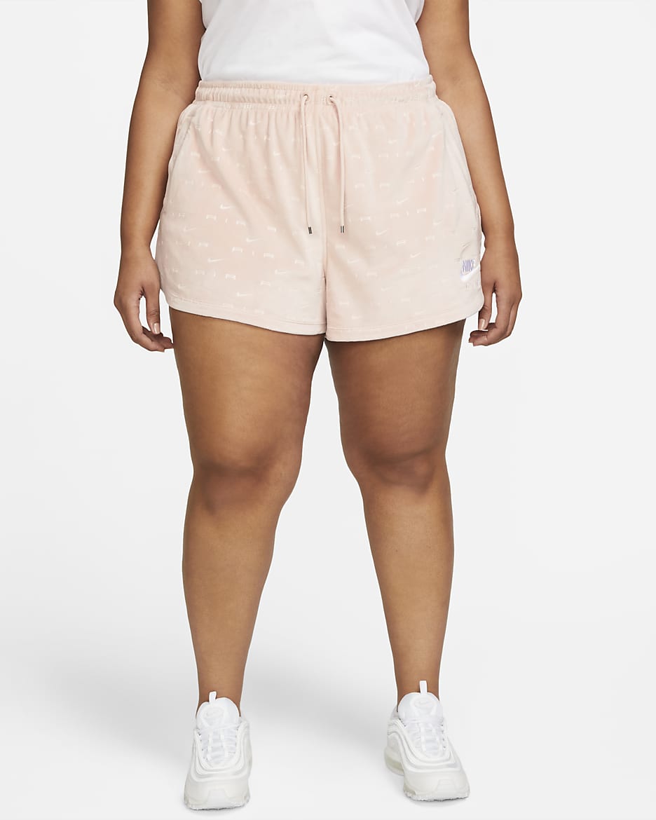 Nike Air Women's Velour Mid-Rise Shorts (Plus Size) - Pink Oxford/White