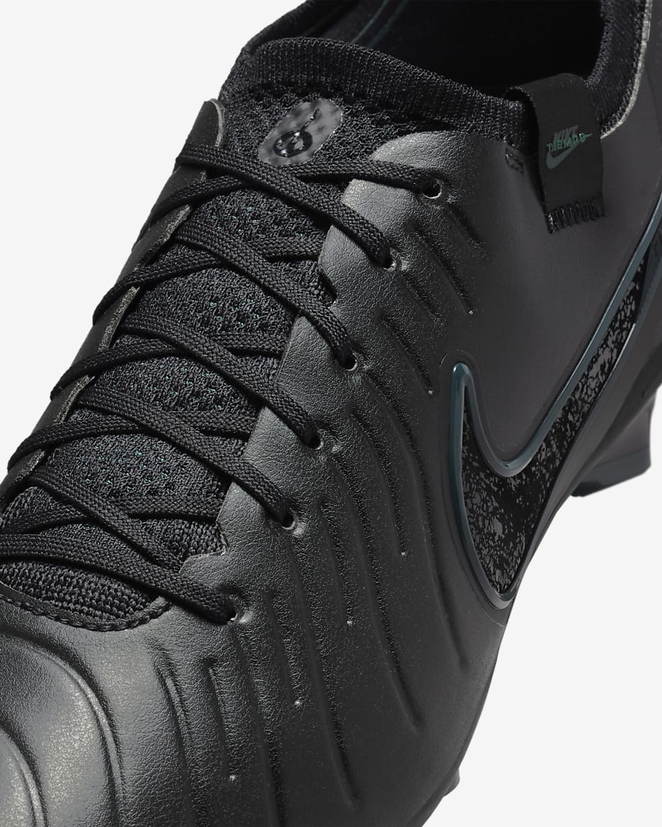 Tacos de fútbol de corte low para terreno firme Nike Tiempo Legend 10 Elite - Negro/Jungla intenso/Negro