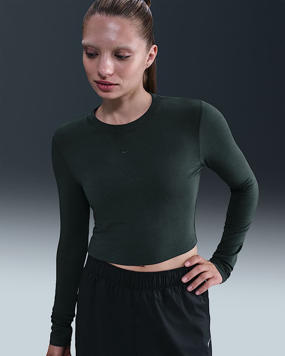 Nike Sportswear Chill Knit Women's Slim Long-Sleeve Cropped Top - Seaweed