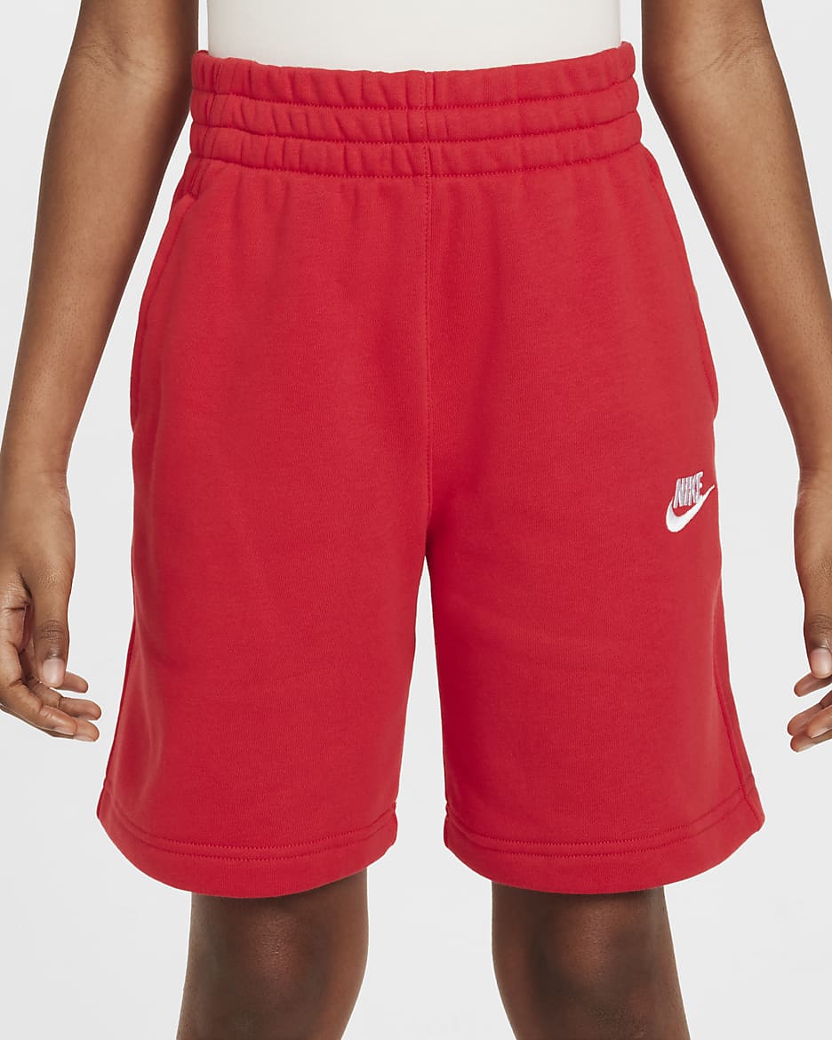 Nike Sportswear Club Fleece-shorts i french terry til større børn - University Red/hvid