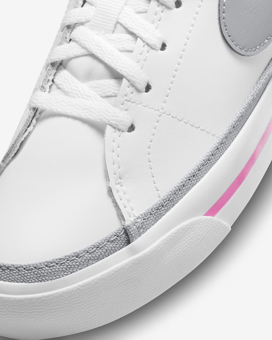 รองเท้าเด็กโต Nike Court Legacy - ขาว/Pink Prime/Kumquat/Light Smoke Grey