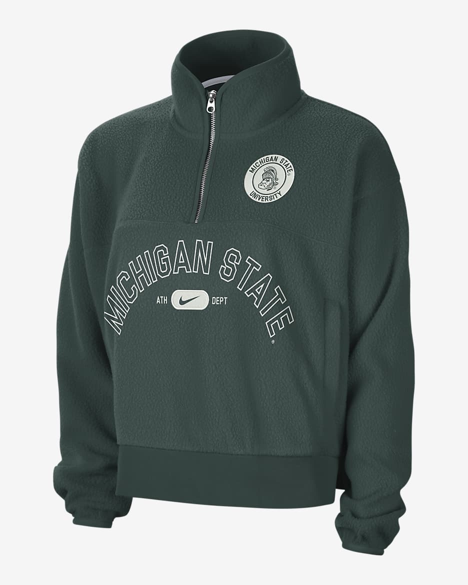 Michigan State Fly Women's Nike College 1/4-Zip Jacket - Pro Green/Black