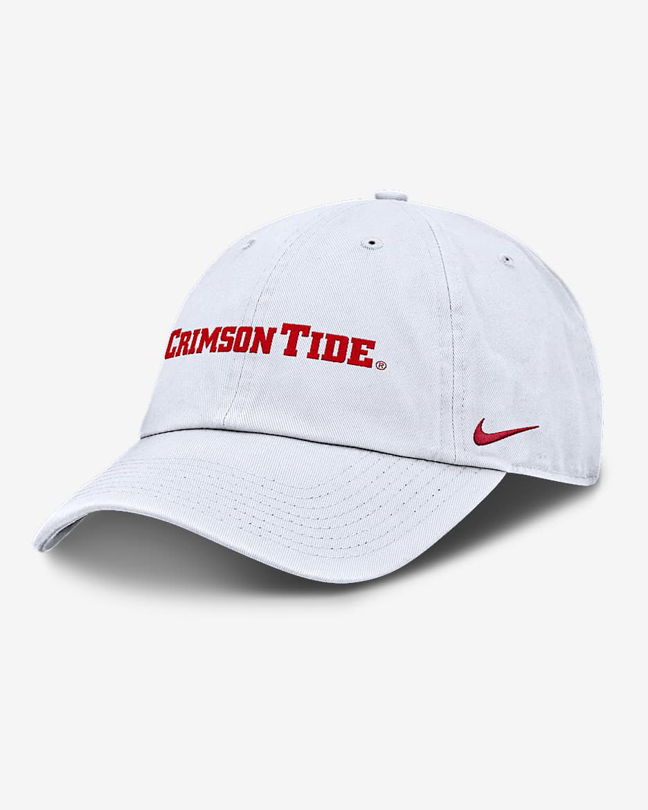 Gorra universitaria Nike ajustable para hombre Alabama Crimson Tide Core Club Mascot Wordmark - Blanco