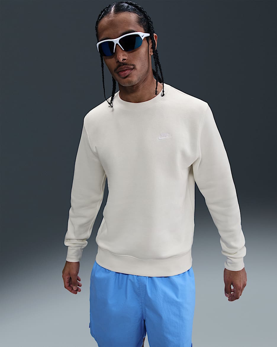 Nike Club Men's Fleece Crew - Sail/White