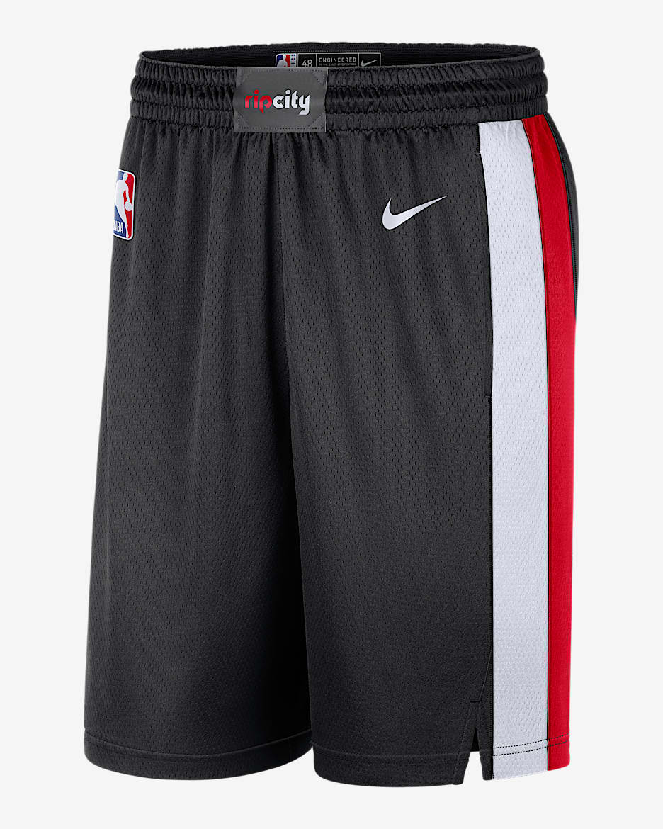 Shorts Nike Dri-FIT de la NBA Swingman para hombre Portland Trail Blazers Icon Edition 2025/26 - Negro/Blanco