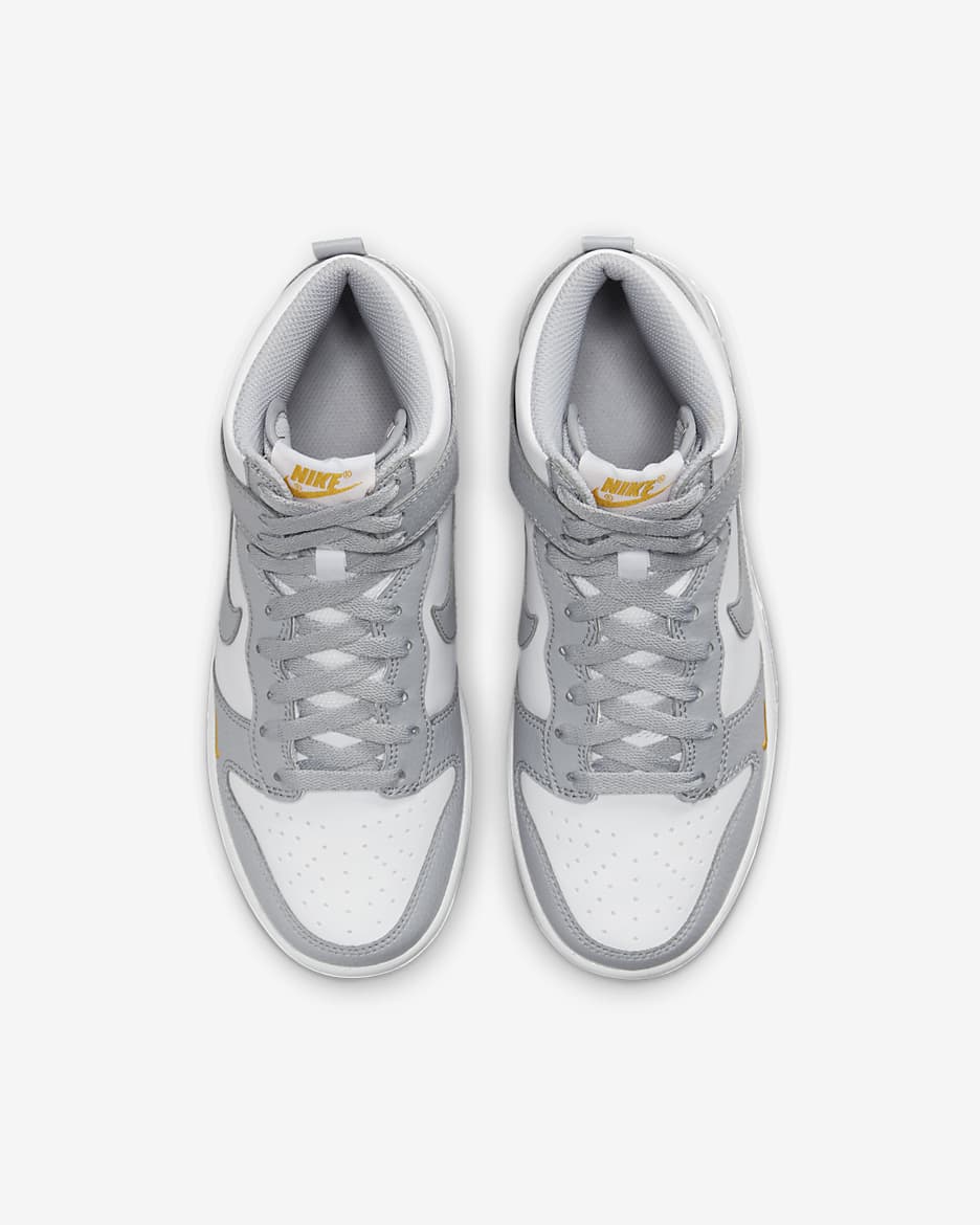 Boty Nike Dunk High Next Nature pro větší děti - Wolf Grey/Bílá/University Gold/Wolf Grey