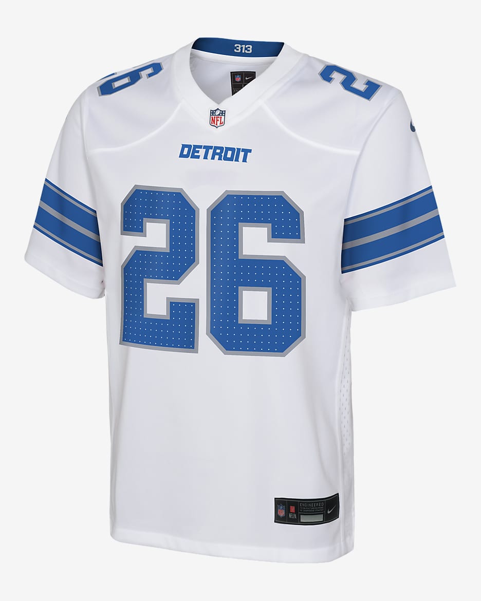 Jersey Nike de la NFL Game para niños talla grande Jahmyr Gibbs Detroit Lions - Blanco