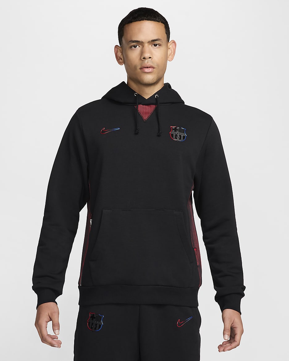 Sweat à capuche de foot Nike Dri-FIT FC Barcelona Standard Issue Extérieur pour homme - Noir/Noir