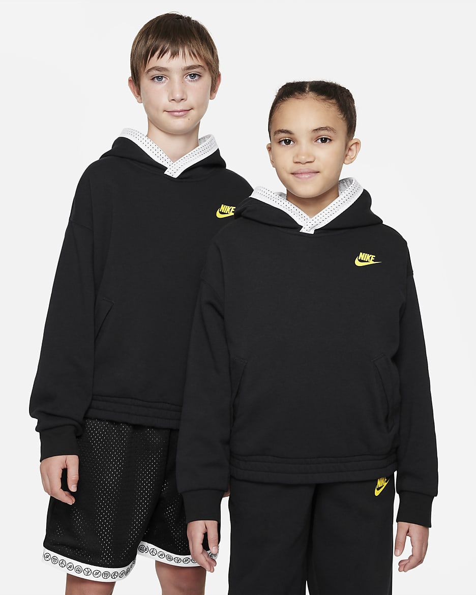 Nike Culture of Basketball Older Kids' Reversible Hoodie - Black/White/Opti Yellow