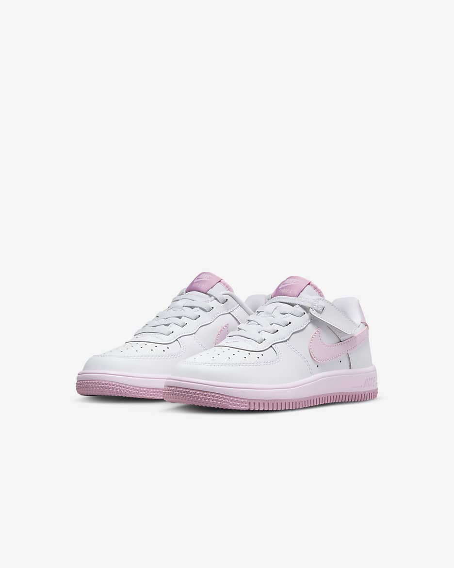 รองเท้าเด็กเล็ก Nike Force 1 Low EasyOn - ขาว/Elemental Pink/Pink Foam/Pink Foam