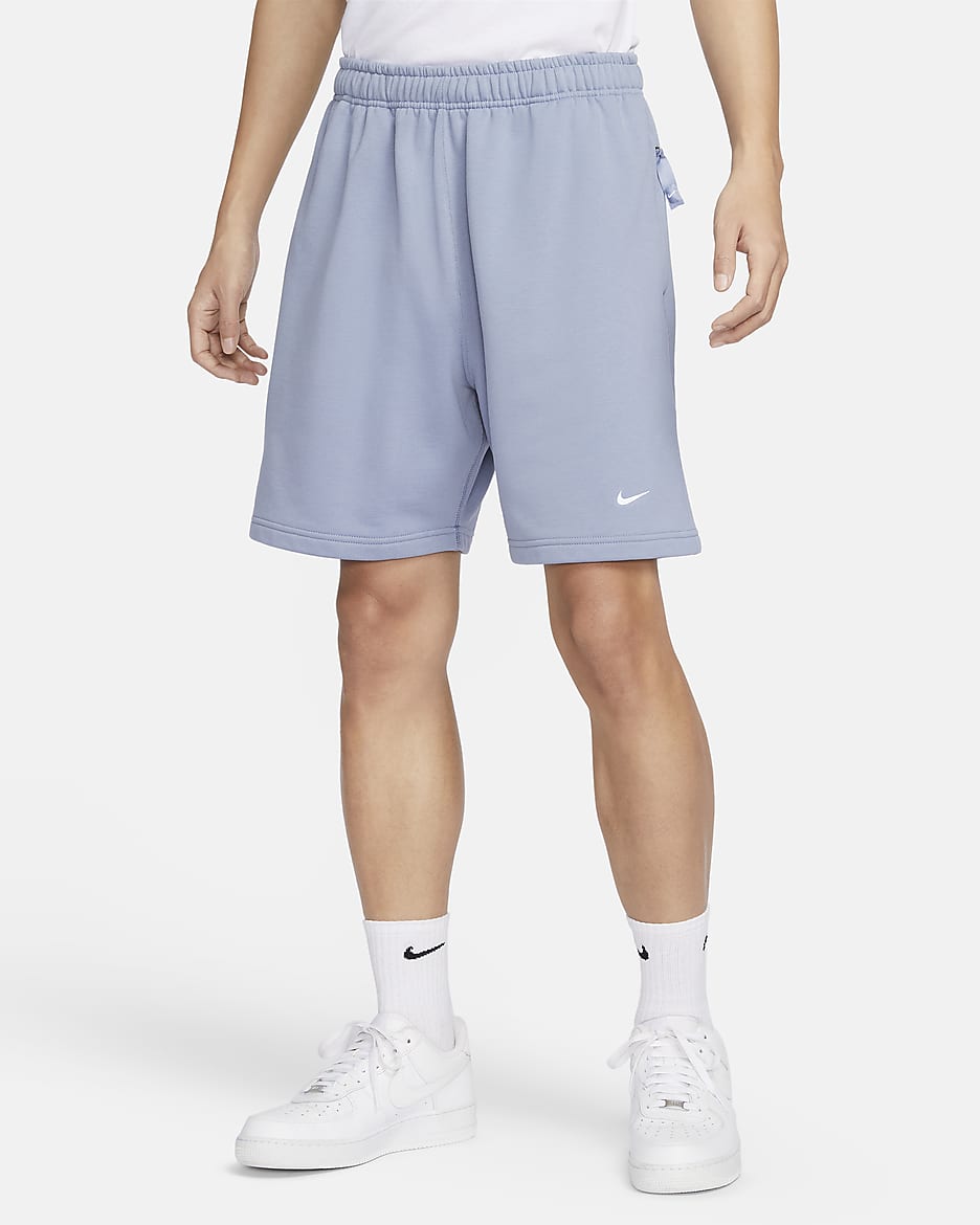 Nike Solo Swoosh Men's French Terry Shorts - Ashen Slate/White