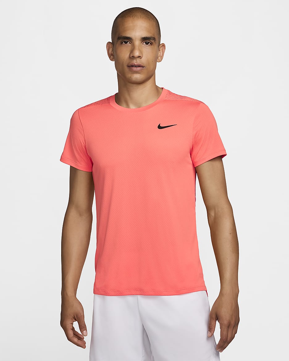 NikeCourt Slam Men's Dri-FIT Tennis Top - Light Wild Mango/Black