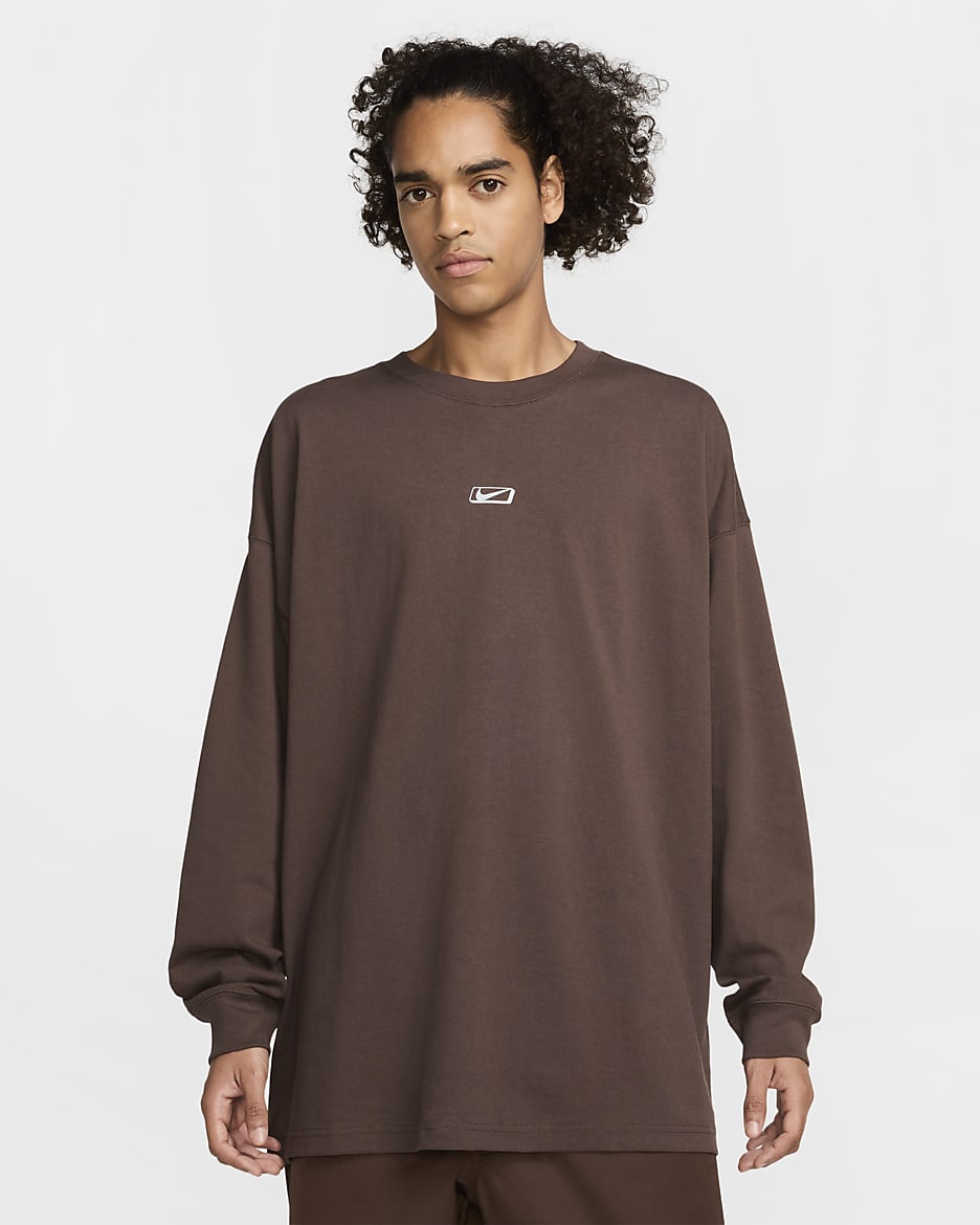 Playera de manga larga para hombre Nike Sportswear - Marrón barroco/Gris lobo