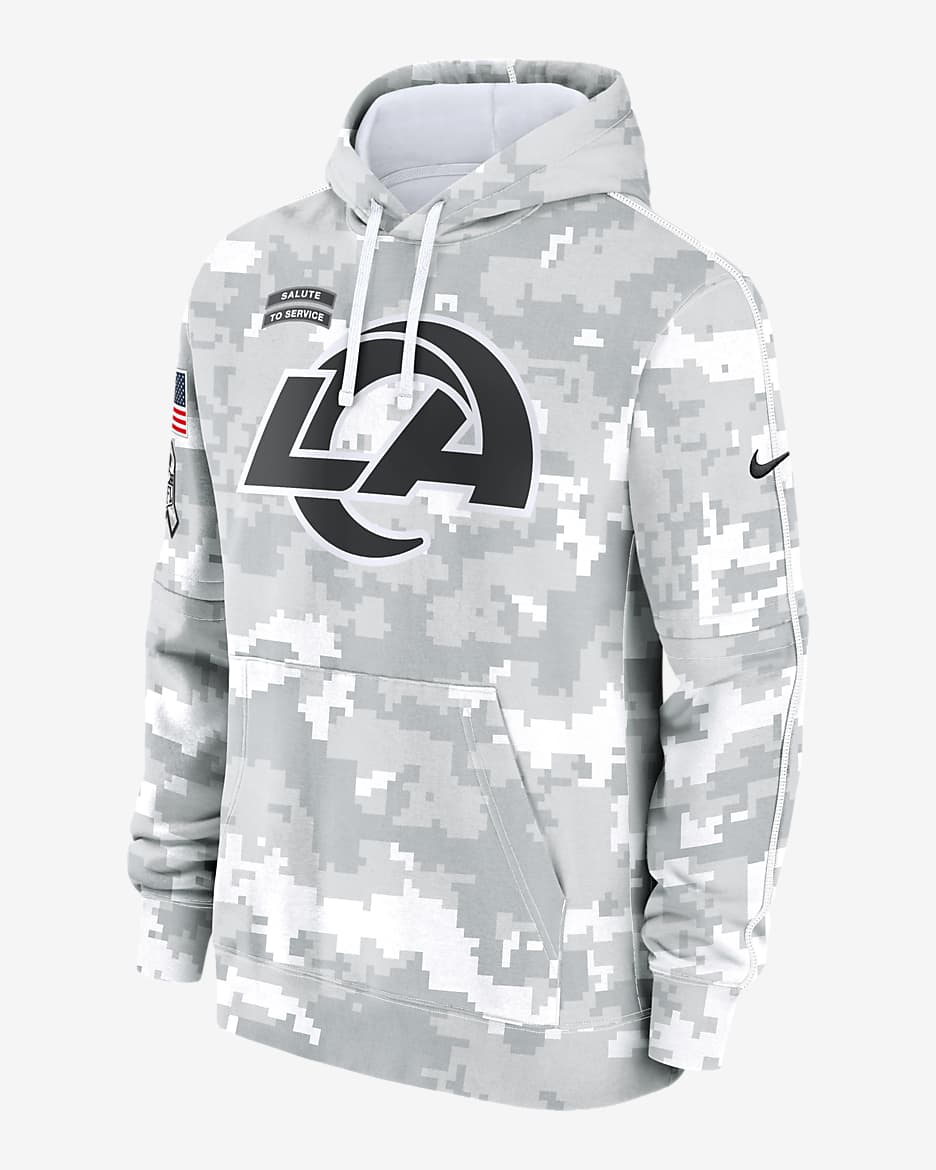 Los Angeles Rams Salute to Service Primary Edge Club Men's Nike NFL Pullover Hoodie - White