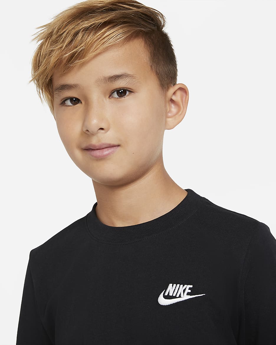 Nike Sportswear Older Kids' (Boys') Long-Sleeve T-Shirt - Black/White