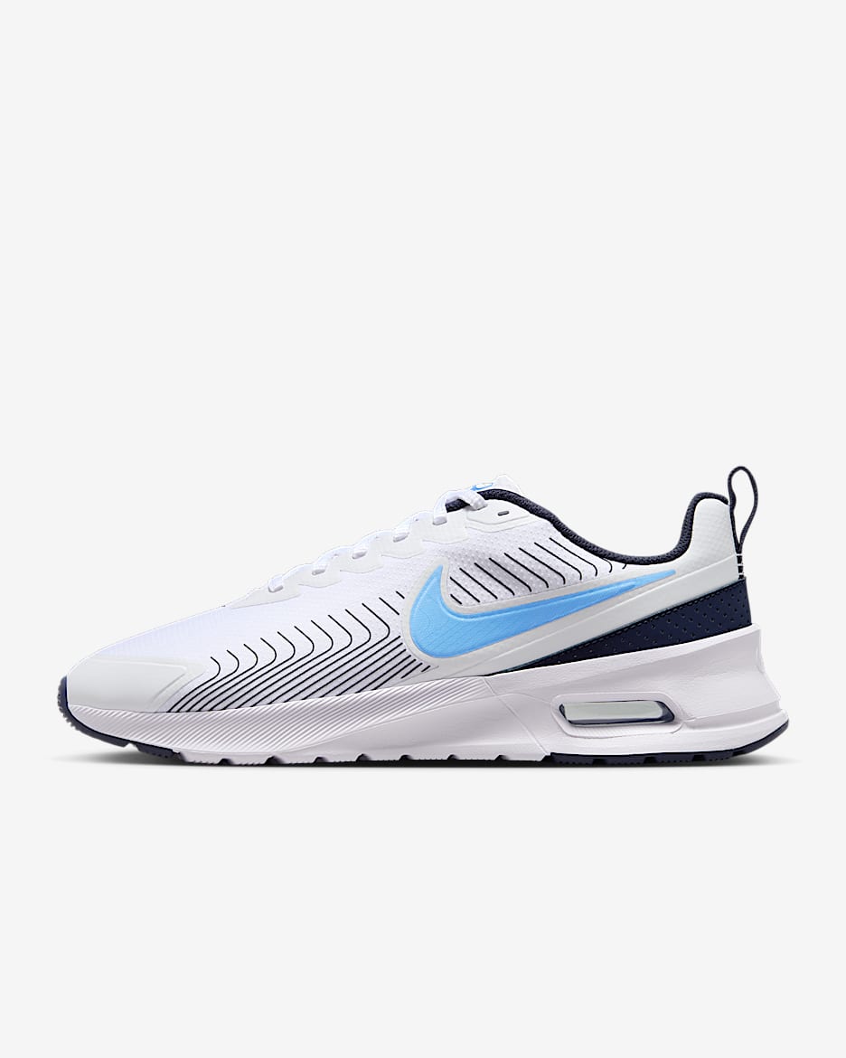 Tenis para hombre Nike Air Max Nuaxis - Blanco/Obsidiana/Obsidiana/Azul universitario