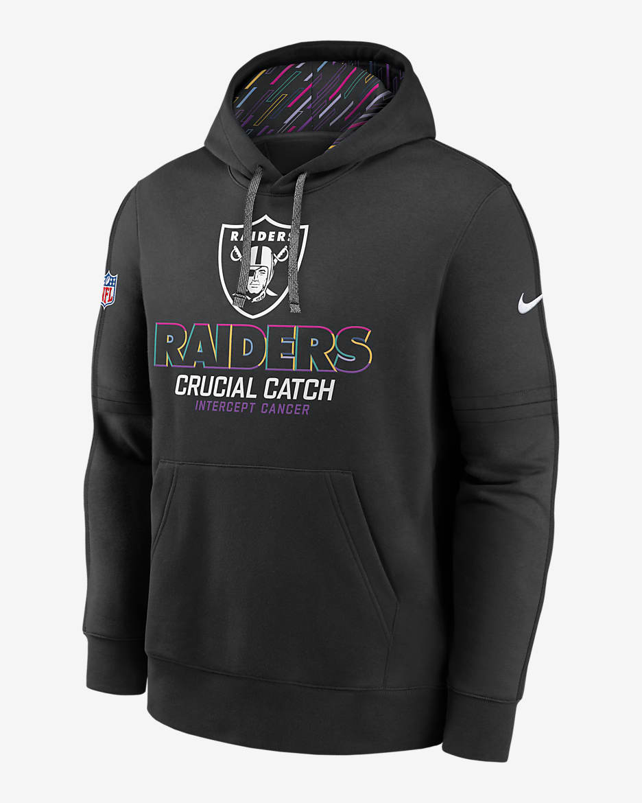 Sudadera con gorro sin cierre Nike de la NFL para hombre Las Vegas Raiders Crucial Catch Club - Negro