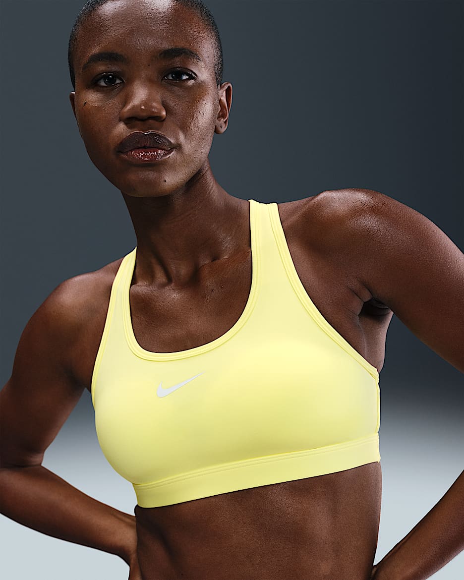Nike Swoosh Medium Support Women's Padded Sports Bra - Light Zitron/White
