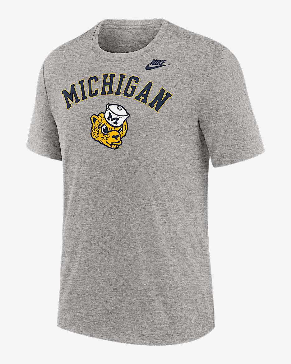 Playera universitaria Nike para hombre Michigan Legacy Arch - Gris oscuro jaspeado