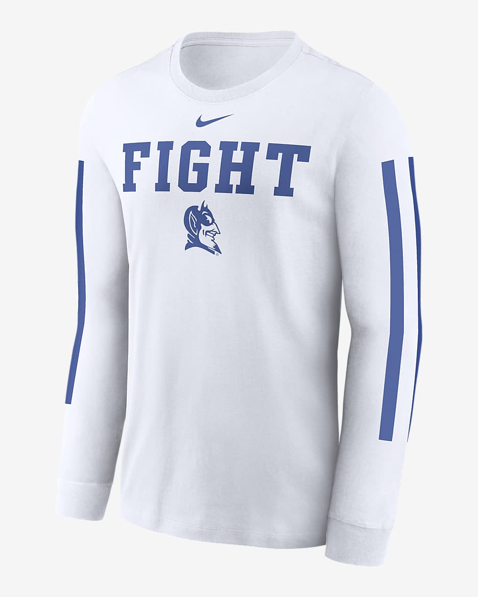 Duke Blue Devils Local Spirit Slogan Men's Nike College Long-Sleeve T-Shirt - White