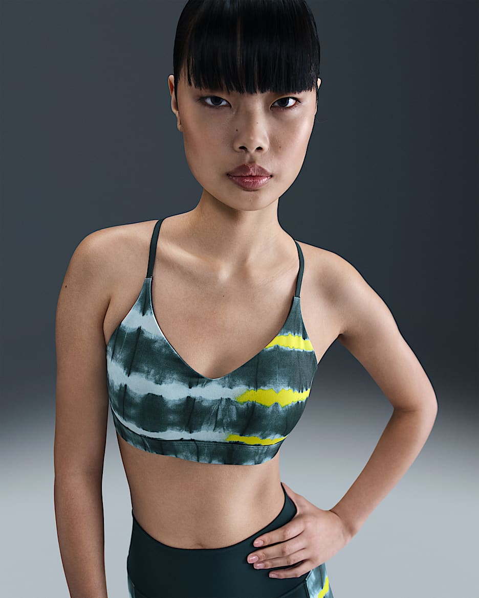 Nike Indy Women's Artist Collection Light-Support Padded Printed Sports Bra - Armory Navy