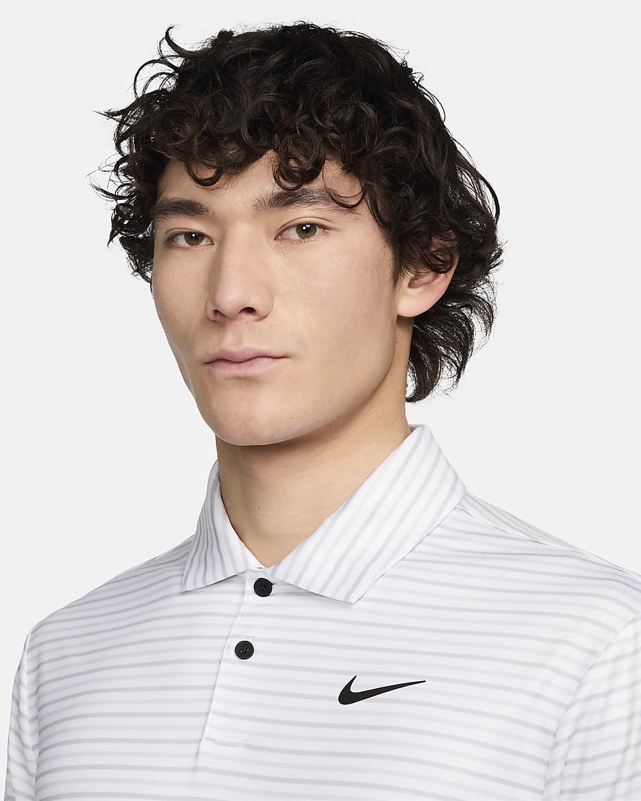 Nike Tour Men's Dri-FIT Striped Golf Polo - White/Black