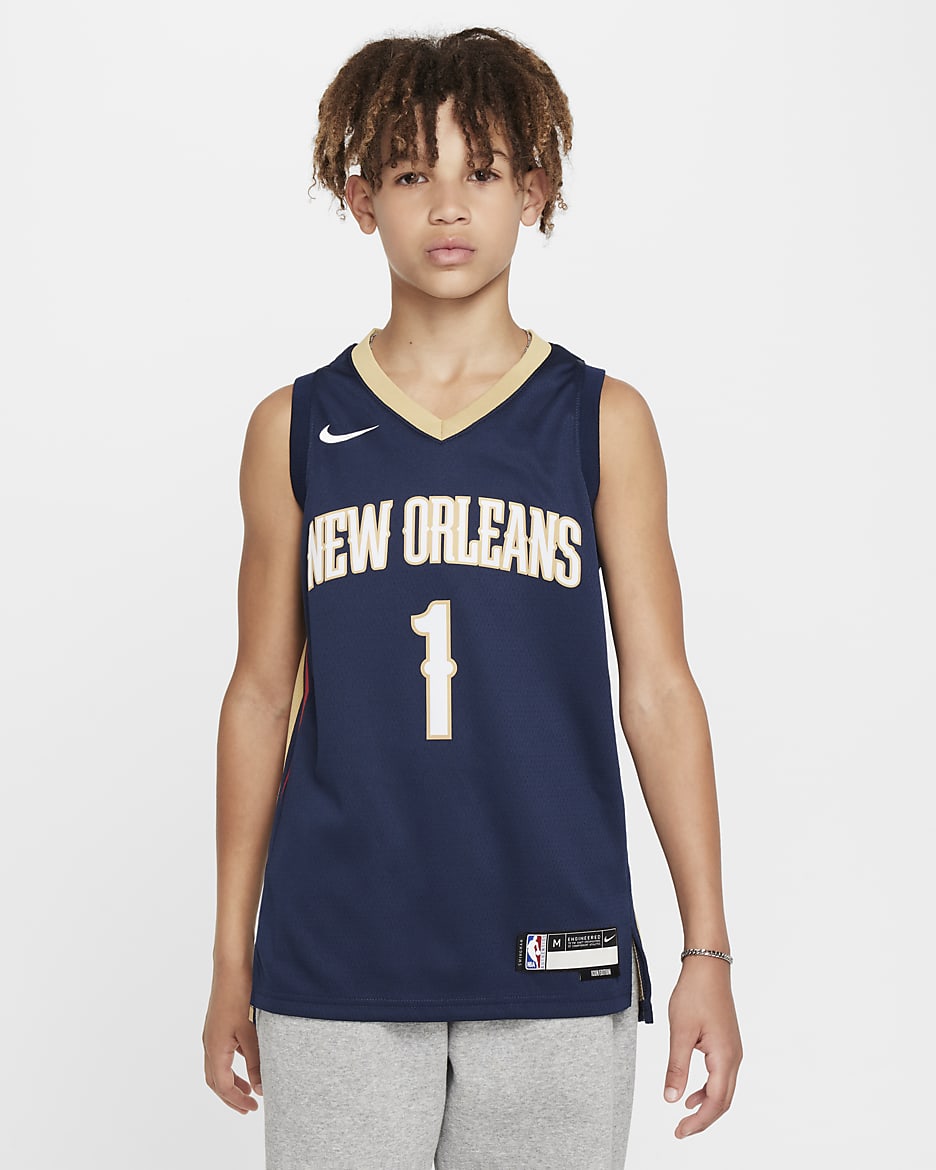New Orleans Pelicans Icon Edition 2023/24 Nike NBA Swingman Trikot für ältere Kinder - College Navy