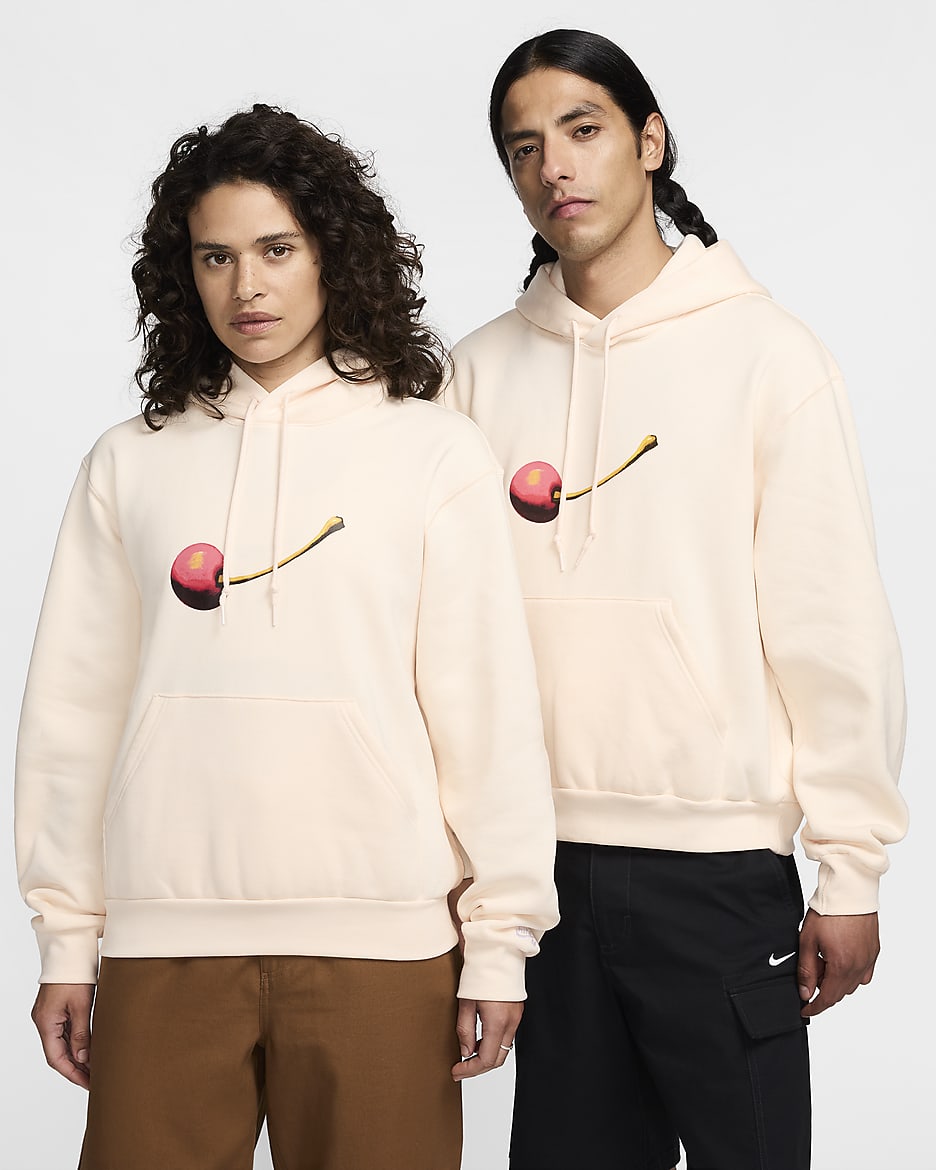 Nike SB Fleece Kapüşonlu Kaykay Sweatshirt'ü - Guava Ice/Beyaz